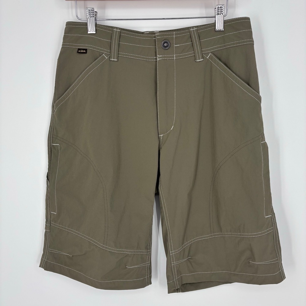 KUHL Renegade Cargo Shorts Mens 32 Olive Green Hiking Trekking Outdoor Active
